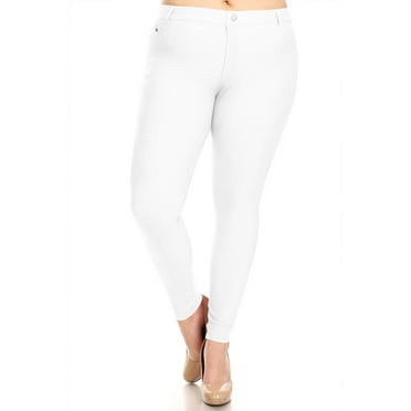 MOA COLLECTION Women's Plus Size Skinny Jeggings with Stretch Fabric and Pockets