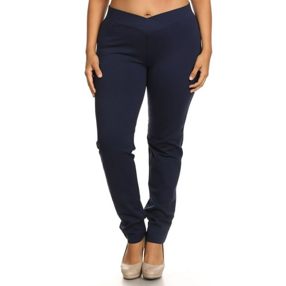 MOA COLLECTION Women's Plus Size Solid Casual Comfy Basic Slim Fit High Waist Jeggings Pants