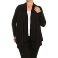 thumbnail image 1 of MOA COLLECTION Women's Plus Size Solid Casual Long Sleeve Drape Front Open Jacket Cardigan, 1 of 4
