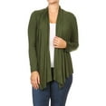 thumbnail image 1 of MOA COLLECTION Women's Plus Size Solid Casual Long Sleeve Drape Front Open Jacket Cardigan, 1 of 4