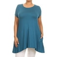thumbnail image 1 of Women's Plus Size Solid Casual Loose Fit Pocket Tunic Top Mini Dress, 1 of 5