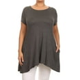 thumbnail image 1 of Women's Plus Size Solid Casual Loose Fit Pocket Tunic Top Mini Dress, 1 of 5