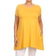 thumbnail image 1 of Women's Plus Size Solid Casual Loose Fit Pocket Tunic Top Mini Dress, 1 of 5