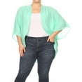 thumbnail image 1 of MOA COLLECTION Women's Plus Size Solid Dolman Sleeve Draped Open Front Chiffon Cardigan, 1 of 4
