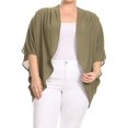 thumbnail image 1 of MOA COLLECTION Women's Plus Size Solid Dolman Sleeve Draped Open Front Chiffon Cardigan, 1 of 4