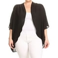 thumbnail image 1 of MOA COLLECTION Women's Plus Size Solid Dolman Sleeve Draped Open Front Chiffon Cardigan, 1 of 4