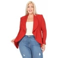 thumbnail image 1 of Women's Plus Size Solid Long Sleeve Waist Length Open Front Office Blazer Jacket, 1 of 7