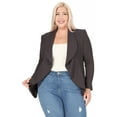 thumbnail image 1 of Women's Plus Size Solid Long Sleeve Waist Length Open Front Office Blazer Jacket, 1 of 7