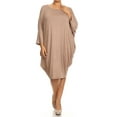 thumbnail image 1 of Women's Casual Solid Loose Fit Long Sleeve Dolman Style Midi Dress, 1 of 4