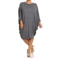 thumbnail image 1 of MOA COLLECTION Women's Plus Size Solid Loose Fit 3/4 Dolman Sleeve Casual Midi Dress, 1 of 5
