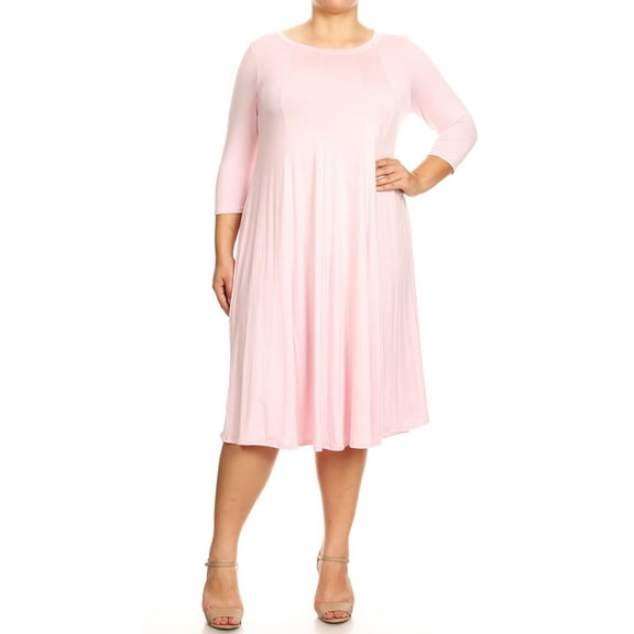 MOA COLLECTION Women's Plus Size Women's Jersey Knit A-Line Dress