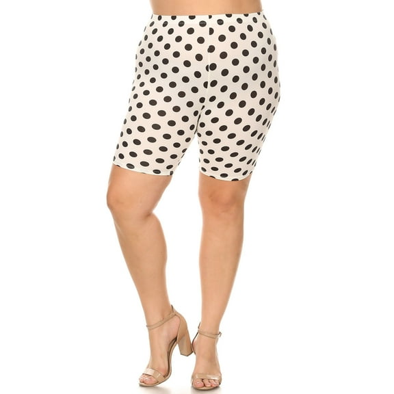 MOA COLLECTION Women's Printed Biker Shorts – Stretch Plus Size Bodycon Elastic Waist Fit