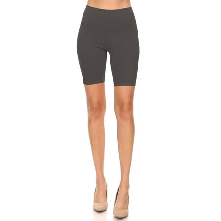 MOA COLLECTION Women's Solid Biker Shorts High-Waist Stretch Workout Pants