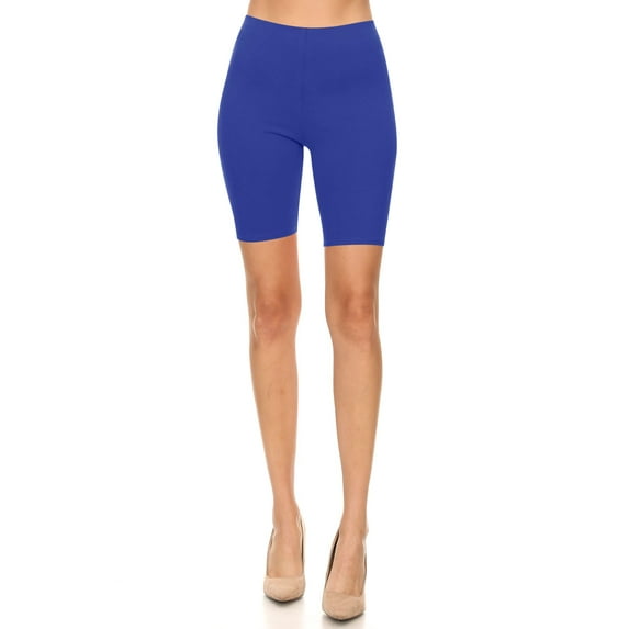MOA COLLECTION Women's Solid Biker Shorts High-Waist Stretch Workout Pants
