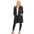 thumbnail image 1 of MOA COLLECTION Women's Solid Casual Basic Comfy Office Loose Fit Pockets Knee Length Sweater Cardigan, 1 of 2