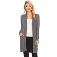 thumbnail image 1 of MOA COLLECTION Women's Solid Casual Comfy Long Sleeve Loose Fit Pockets Open Front Cardigan, 1 of 2