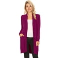 thumbnail image 1 of MOA COLLECTION Women's Solid Casual Comfy Long Sleeve Loose Fit Pockets Open Front Cardigan, 1 of 2
