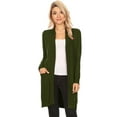 thumbnail image 1 of MOA COLLECTION Women's Solid Casual Comfy Long Sleeve Loose Fit Pockets Open Front Cardigan, 1 of 2