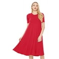 thumbnail image 1 of MOA COLLECTION Women's Solid Casual Comfy Short Sleeve Jersey Knit A-Line Midi Dress, 1 of 5