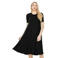 thumbnail image 1 of FashionStream MOA Women's Short Sleeve Jersey Knit A-Line Midi Dress, 1 of 6