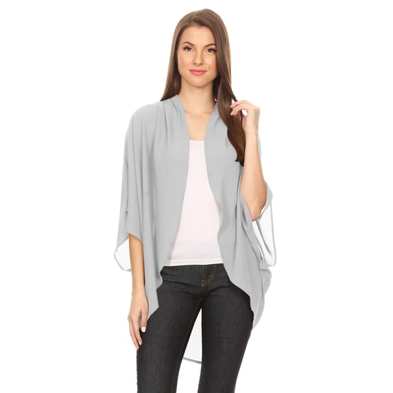 Women's Solid Casual Lightweight 3/4 Sleeve Loose Fit Open Front Cardigan
