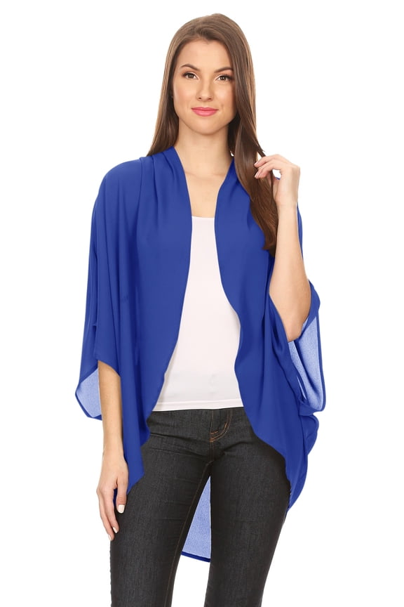 Women's Solid Casual Lightweight 3/4 Sleeve Loose Fit Open Front Cardigan