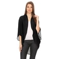 thumbnail image 1 of Women's Solid Casual Lightweight 3/4 Sleeve Loose Fit Open Front Cardigan, 1 of 4