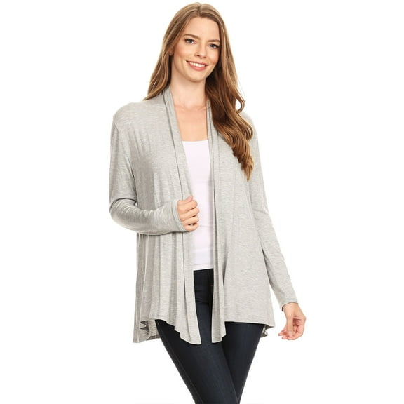 Women's Solid Casual Lightweight Long Sleeve Loose Fit Knit Sweater Cardigan