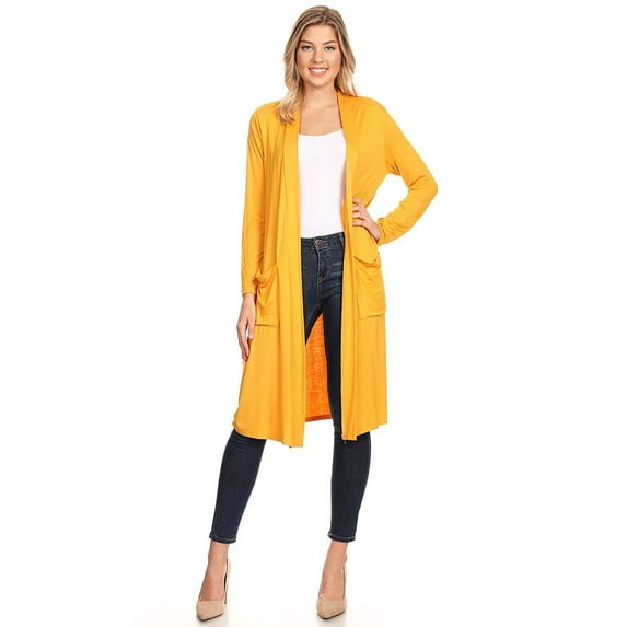 MOA COLLECTION Women's Solid Casual Lightweight Loose Fit Pocket Open Front Knit Cardigan