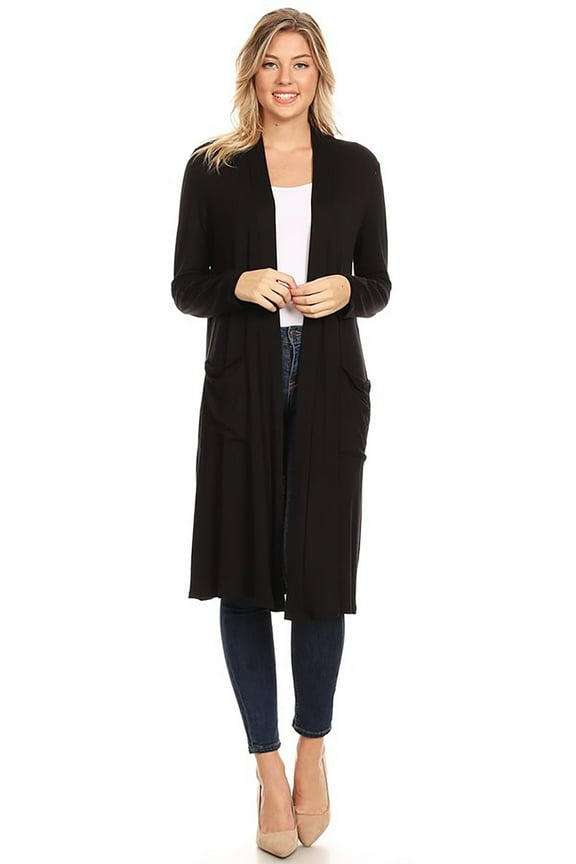 Women's Solid Casual Lightweight Loose Fit Pocket Open Front Knit Cardigan