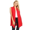 thumbnail image 1 of Women's Sleeveless Open Front Cardigan Lightweight Solid Drape Vest, 1 of 5