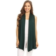 Women's Sleeveless Open Front Cardigan Lightweight Solid Drape Vest