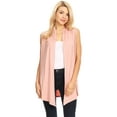 thumbnail image 1 of Women's Sleeveless Open Front Cardigan Lightweight Solid Drape Vest, 1 of 5