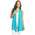 thumbnail image 1 of Women's Sleeveless Open Front Cardigan Lightweight Solid Drape Vest, 1 of 5