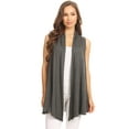 thumbnail image 1 of Women's Sleeveless Open Front Cardigan Lightweight Solid Drape Vest, 1 of 5