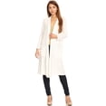 thumbnail image 1 of MOA COLLECTION Women's Solid Casual Loose Fit Long Sleeve Pocket Open Front Duster Cardigan, 1 of 5