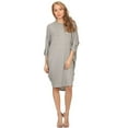 thumbnail image 1 of Women's Solid Casual Sexy Relax fit Dolman 3/4 Sleeve Side Draped Midi Dress, 1 of 5