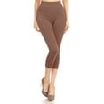 thumbnail image 1 of MOA COLLECTION Women's Solid Color Basic Seamless Capri Slim Fit Stretch Skinny Comfy Pants Leggings, 1 of 4