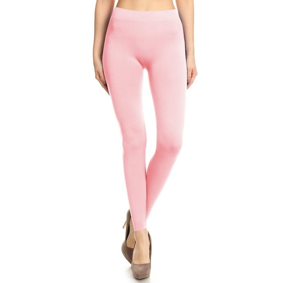 MOA COLLECTION Women's Solid Color Basic Soft Comfy Elastic Waistband High Waist Leggings