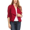 thumbnail image 1 of MOA COLLECTION Women's Solid Fitted Blazer 3/4 Sleeve Open Front Casual Design, 1 of 6