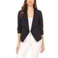 thumbnail image 1 of MOA COLLECTION Women's Solid Fitted Blazer 3/4 Sleeve Open Front Casual Design, 1 of 6