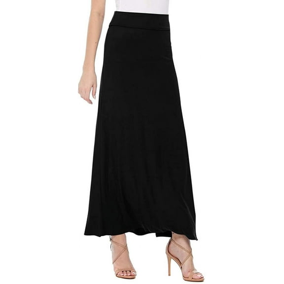 MOA COLLECTION Women's Ultra Comfort Stretch Maxi Skirt Relaxed Fit for Everyday Elegance
