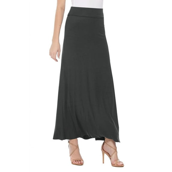 Women's Stretchy Flowy Maxi Skirt with Elastic Waistband for Comfort and Style