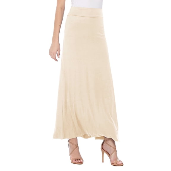 Women's Stretchy Flowy Maxi Skirt with Elastic Waistband for Comfort and Style