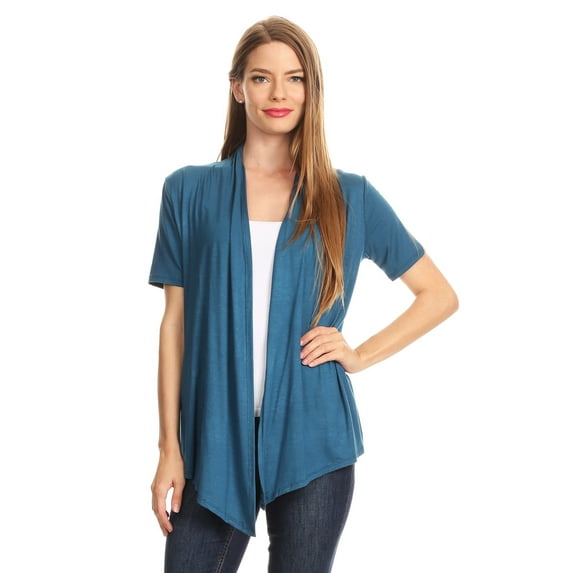 MOA Collection Casual Open Front Short Sleeve Cardigan