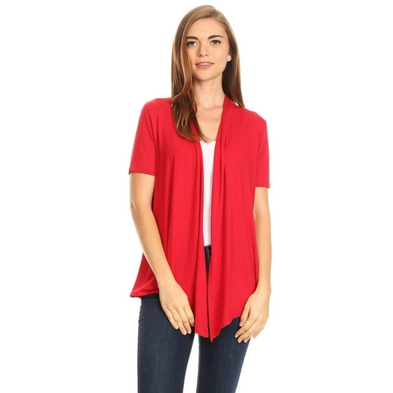 MOA Collection Casual Open Front Short Sleeve Cardigan