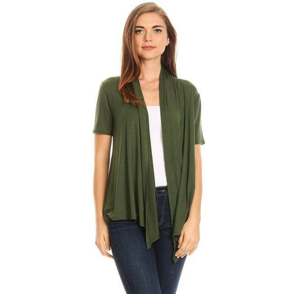 MOA Collection Casual Open Front Short Sleeve Cardigan