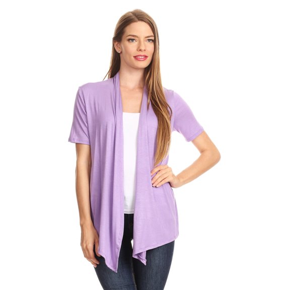 MOA Collection Casual Open Front Short Sleeve Cardigan