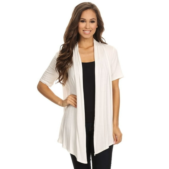 MOA Collection Casual Open Front Short Sleeve Cardigan