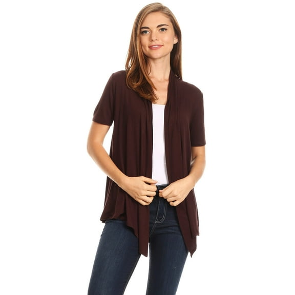 MOA Collection Casual Open Front Short Sleeve Cardigan